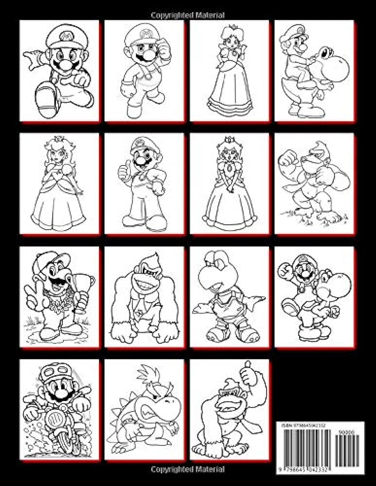 Super mario coloring book for kids super mario princes luigi donkey kong yoshi coloring pages super mario coloring book for teens super mario characters unofficial by