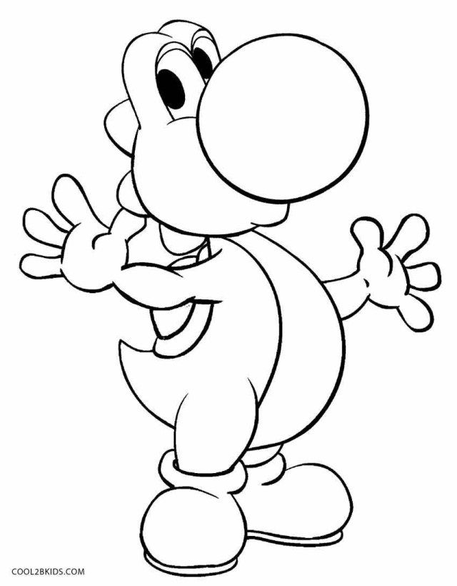 Colorful yoshi coloring pages for kids