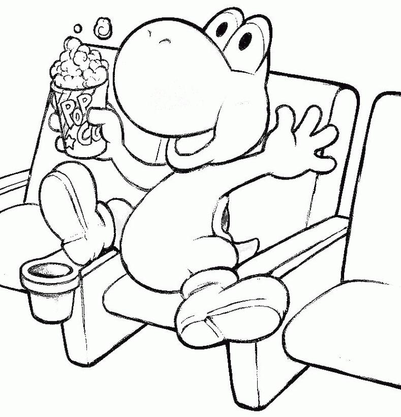 Get this yoshi coloring sheets yoshi watching a movie