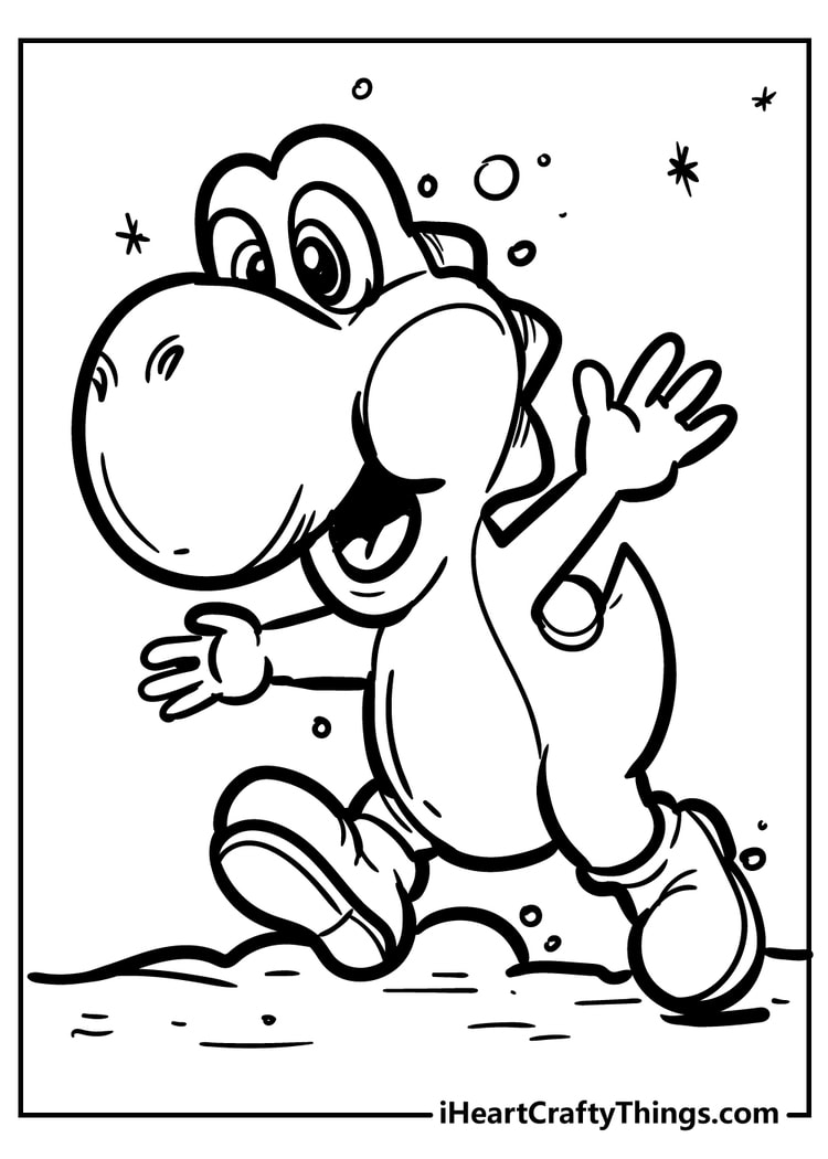 Friendly dinosaur yoshi worksheet