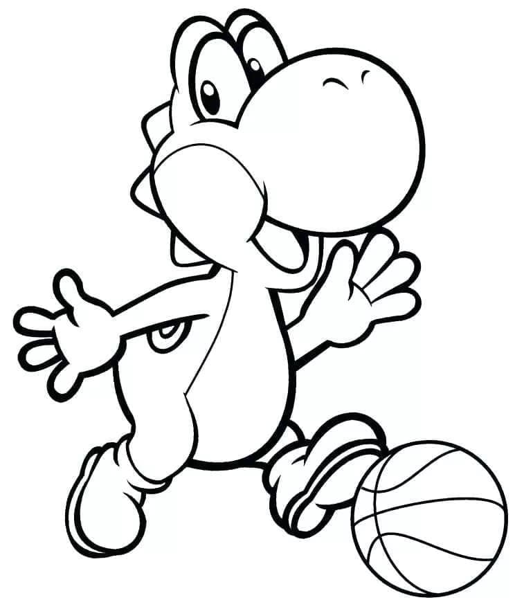 Yoshi with a ball coloring page