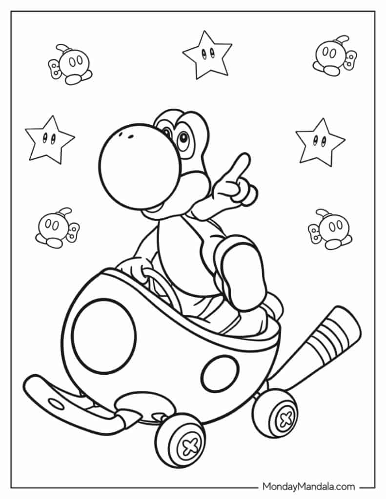 Mario kart coloring pages free pdf printables