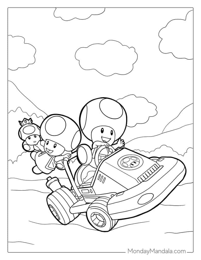 Toad coloring pages free pdf printables