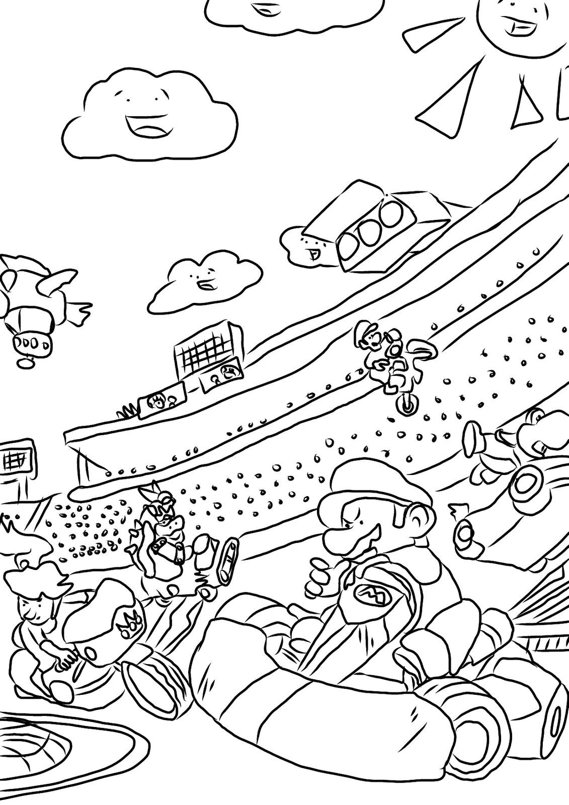 Mario kart coloring pages