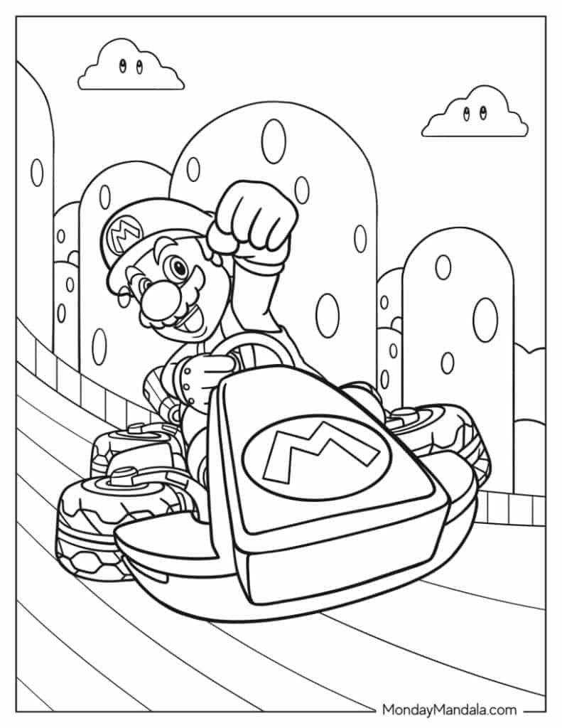 Mario kart coloring pages free pdf printables