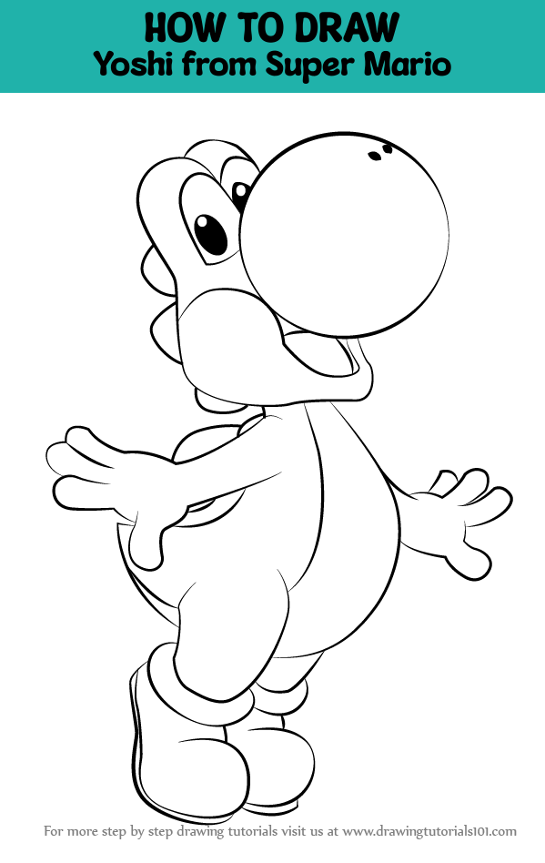 How to draw yoshi from super mario super mario step by step