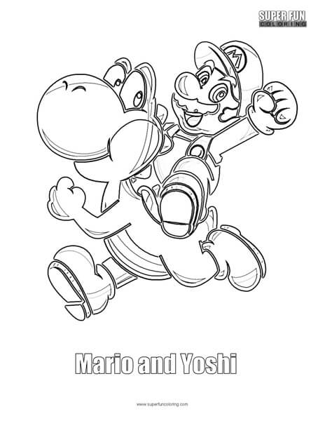 Mario and yoshi coloring page