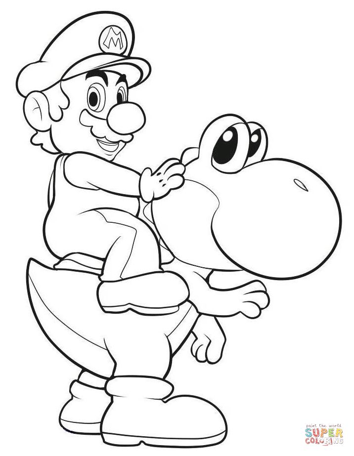 Mario riding yoshi coloring page free printable coloring pages mario coloring pages super mario coloring pages cartoon coloring pages