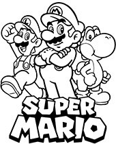 Coloring sheet with mario and yoshi