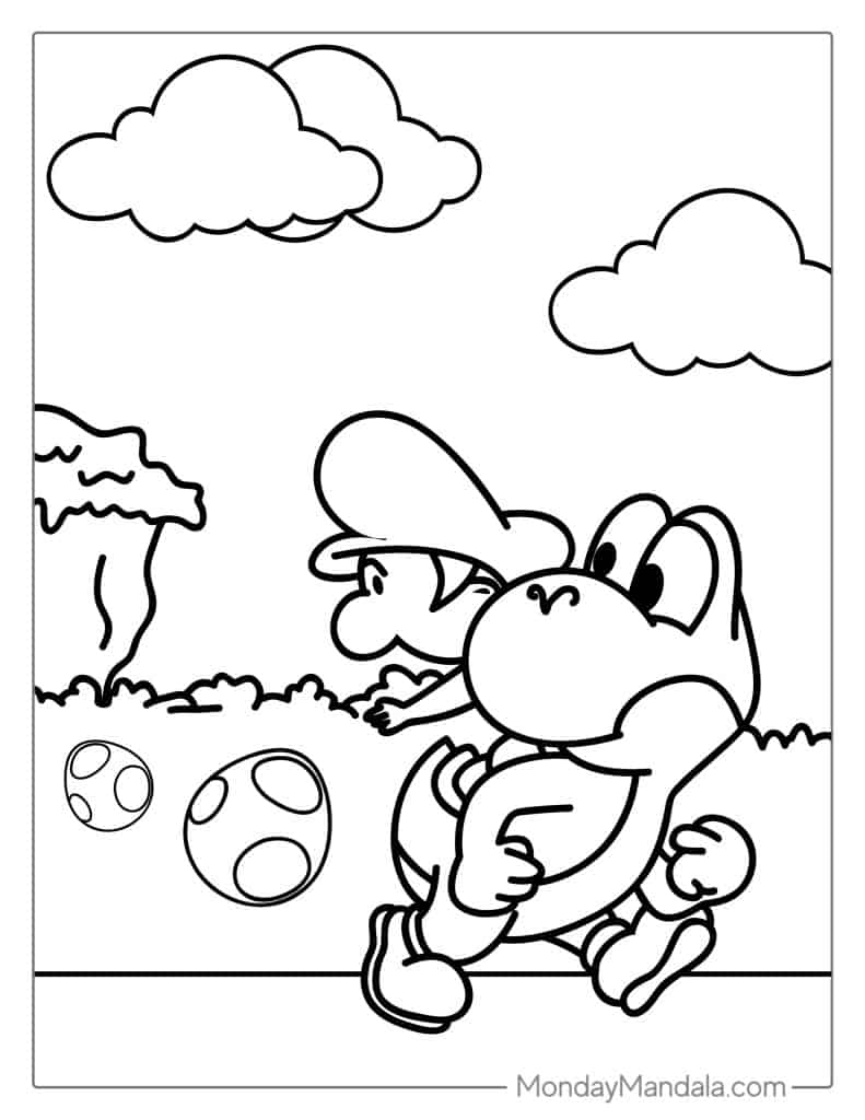 Yoshi coloring pages free pdf printables