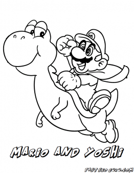 Free printable mario and yoshi coloring pages