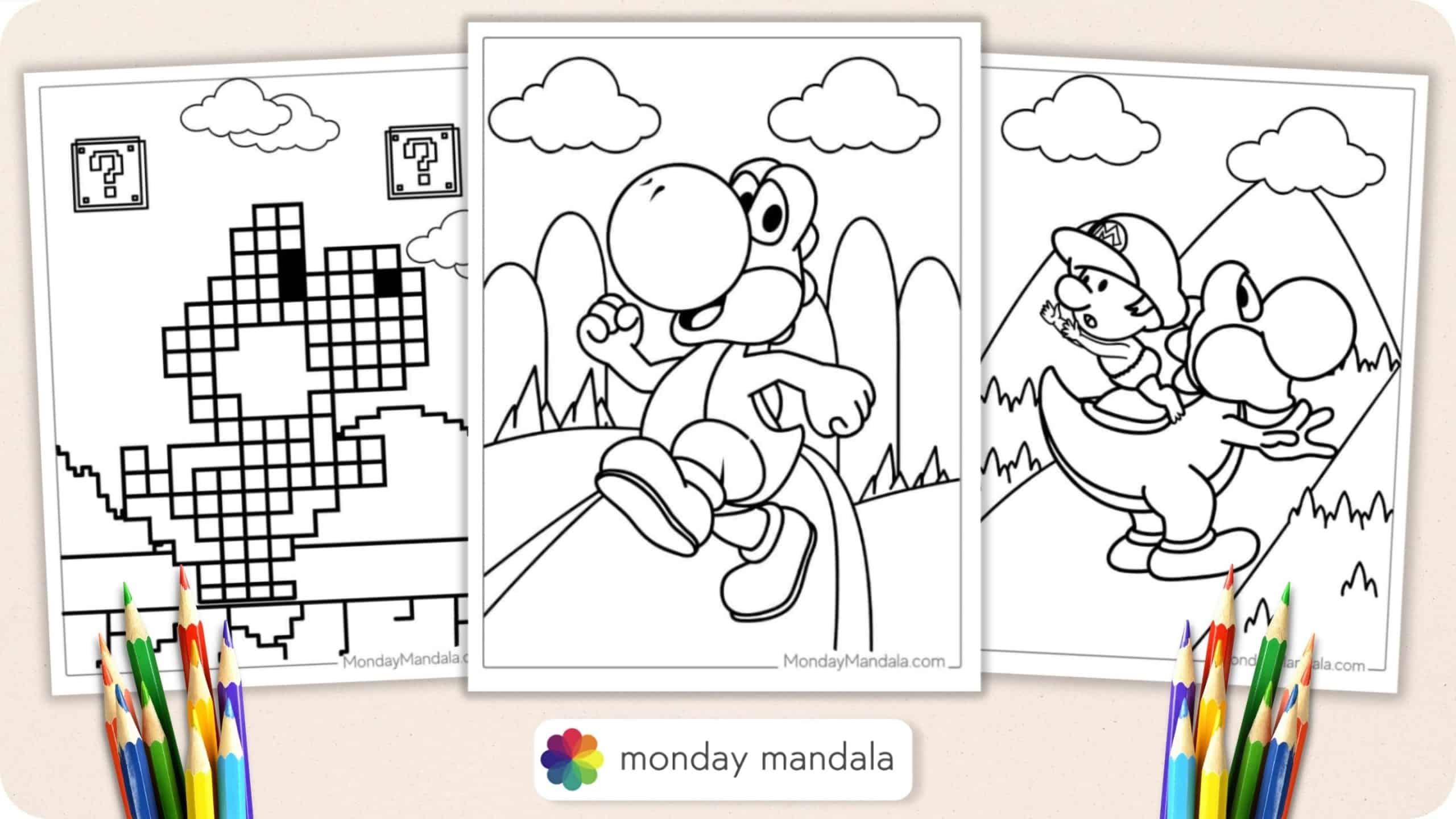 Yoshi coloring pages free pdf printables