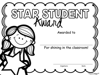 Star student award certificates by katie sue meyer tpt