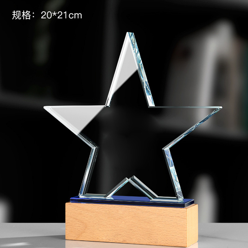 Customized crystal trophy award creative wooden base excellent home decoration professional production souvenir new