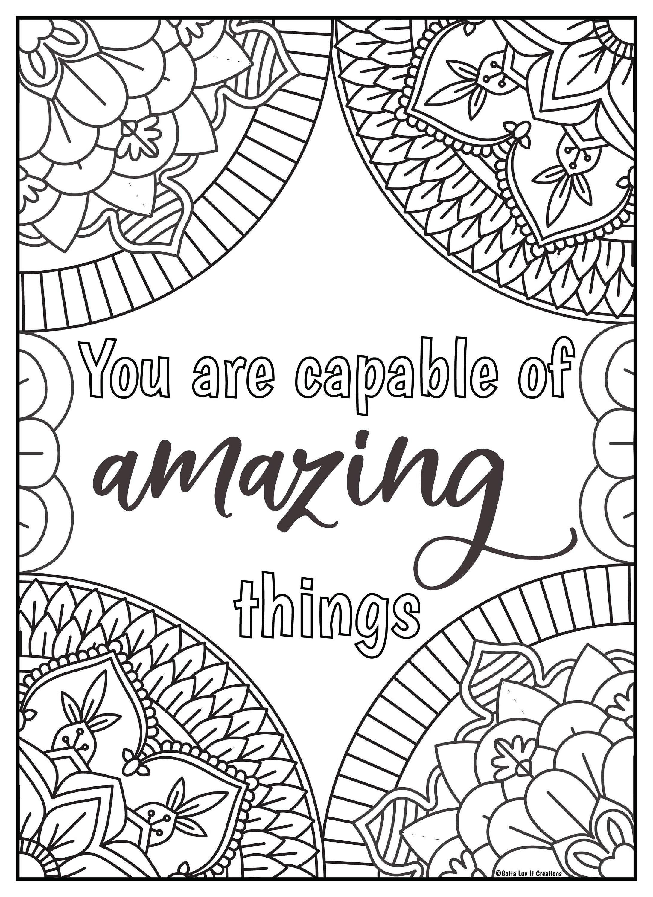 Mandala motivational coloring pages