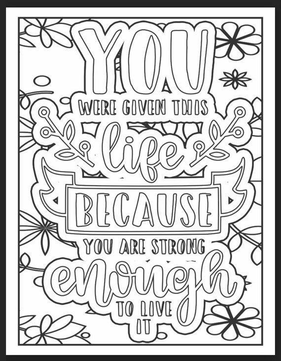 Motivational good mood quotes coloring pages for adults