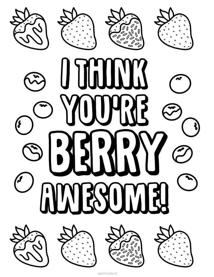 Valentines berries coloring page