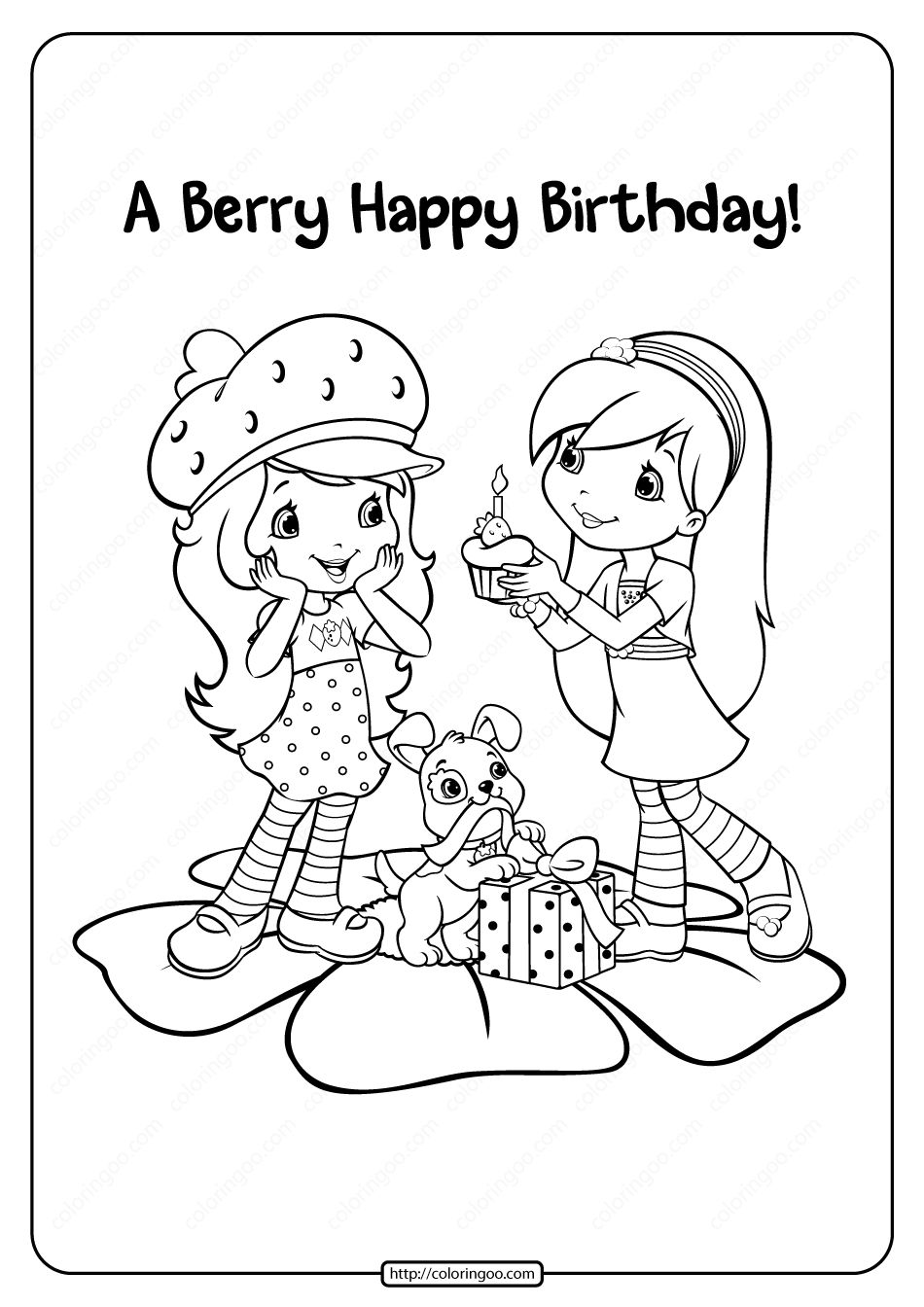 Printable a berry happy birthday coloring page strawberry shortcake coloring pages happy birthday coloring pages birthday coloring pages