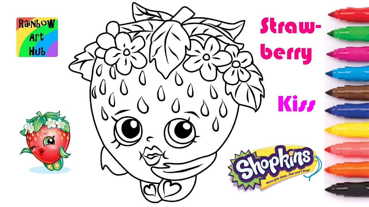 Shopkins strawberry kiss coloring page video