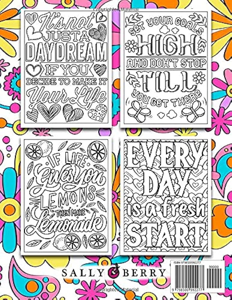 Easy coloring book for adults inspirational quotes simple large print coloring pages with motivational sayings and positive affirmations perfect to inspire and relax seniors teens girls berry sally books