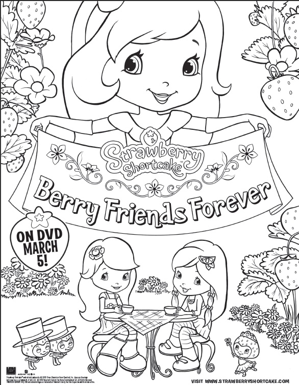 Strawberry shortcake berry friends forver movie coloring page