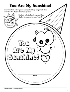 You are my sunshine printable awards and incentives skills sheets