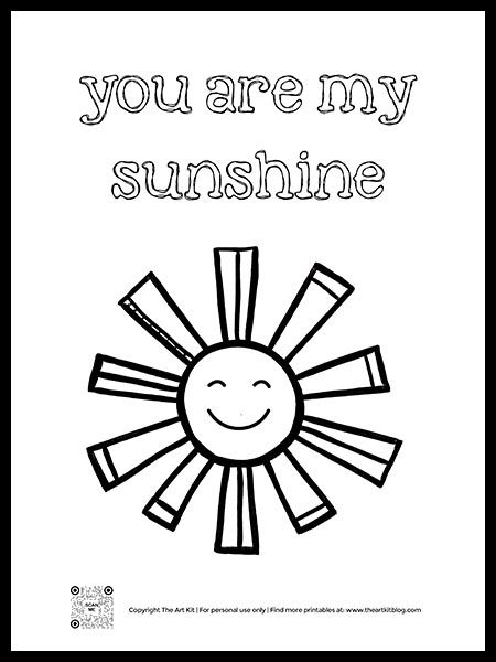 Free printable sun coloring page you are my sunshine you are my sunshine coloring pages sun coloring pages