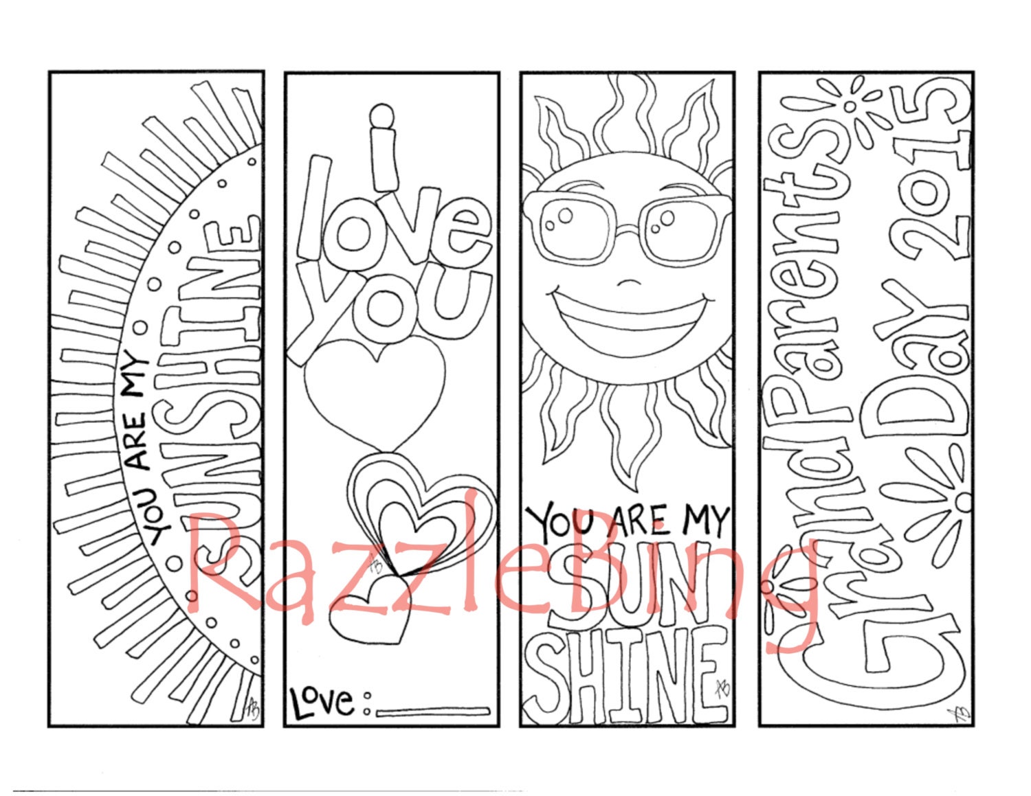 Diy bookmark printable coloring page