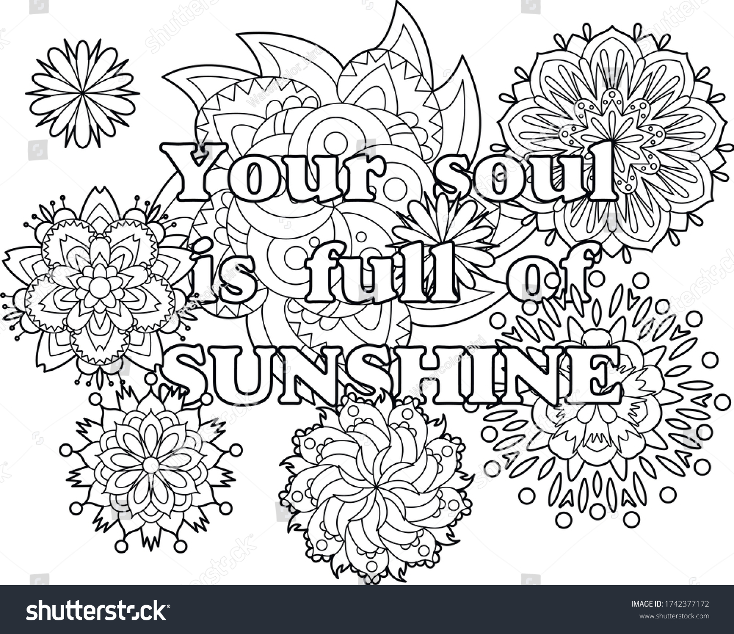 Vector coloring book adults inspiring quote stock vector royalty free