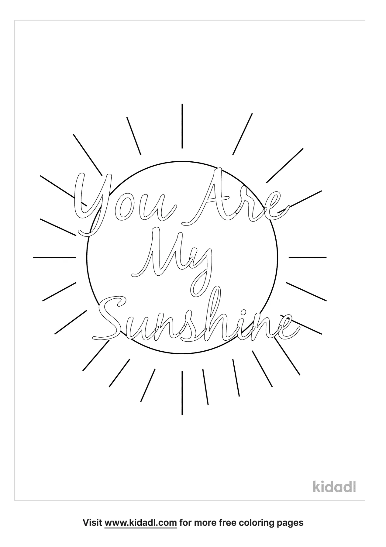 Free you are my sunshine coloring page coloring page printables