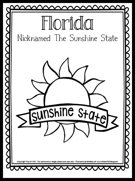 Florida the sunshine state coloring page free printable â the art kit