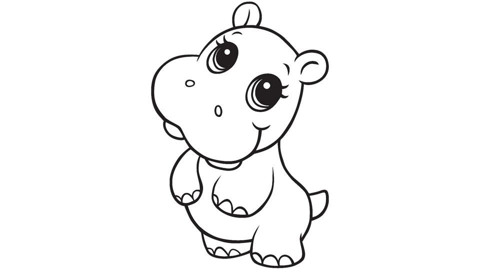 Learning friends hippo coloring printable