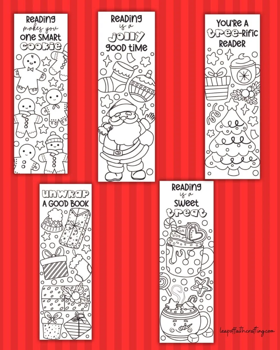 Free printable christmas bookmarks to color designs