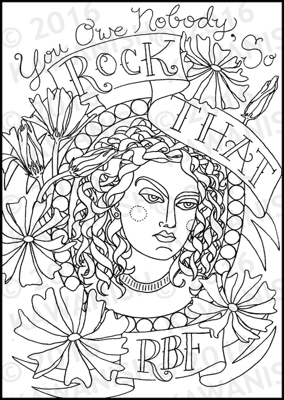 Rock that rbf resting bitch face adult coloring page gift wall