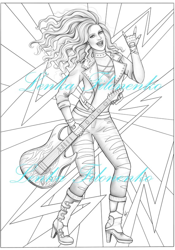 Coloring page for adults rock dancer greyscale coloring for adults pdf download and print