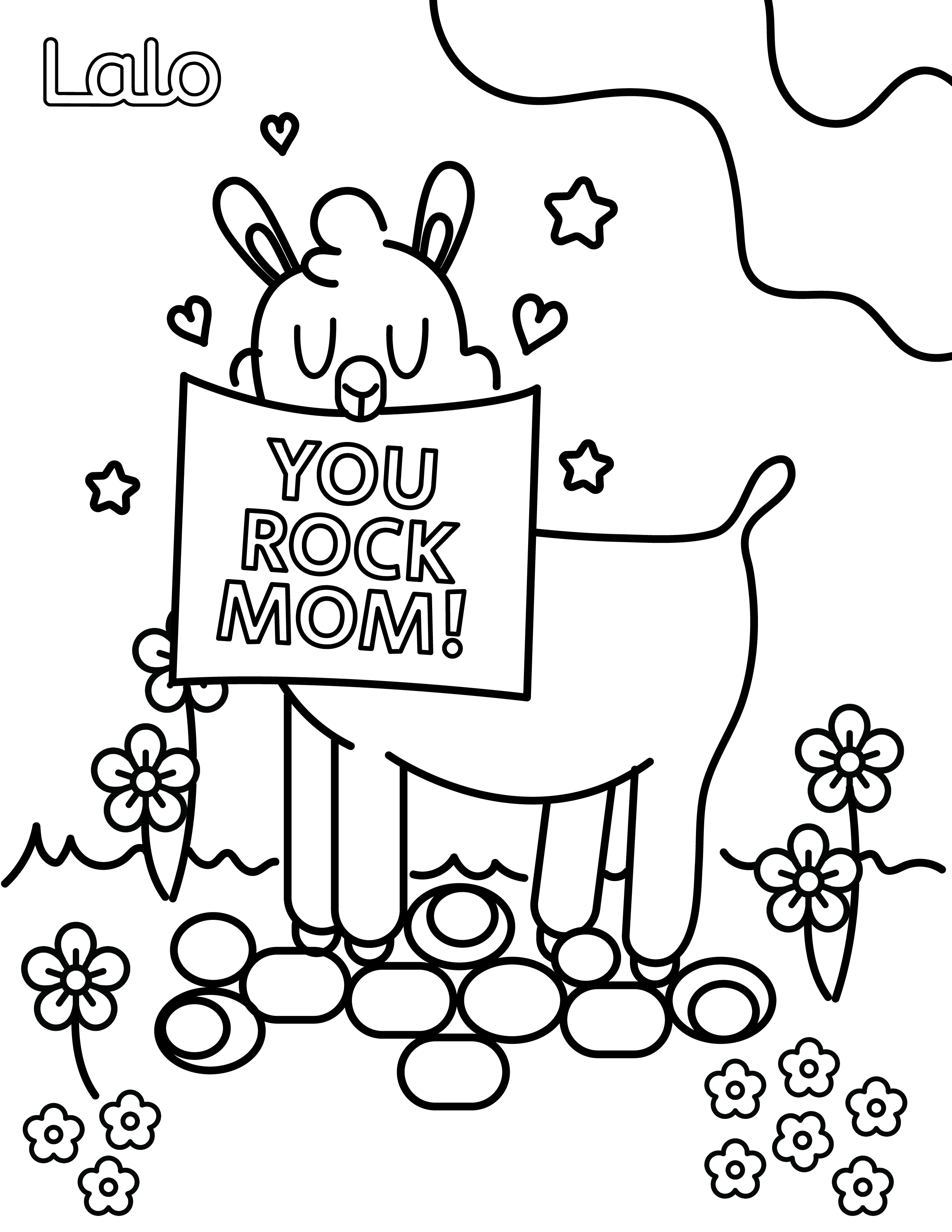 The llama mothers day coloring sheets for kids