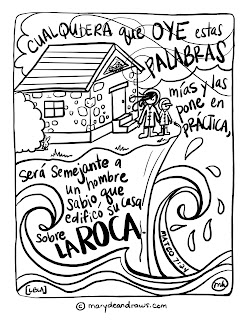 A life on the rock matthew bible coloring page in english and spanish