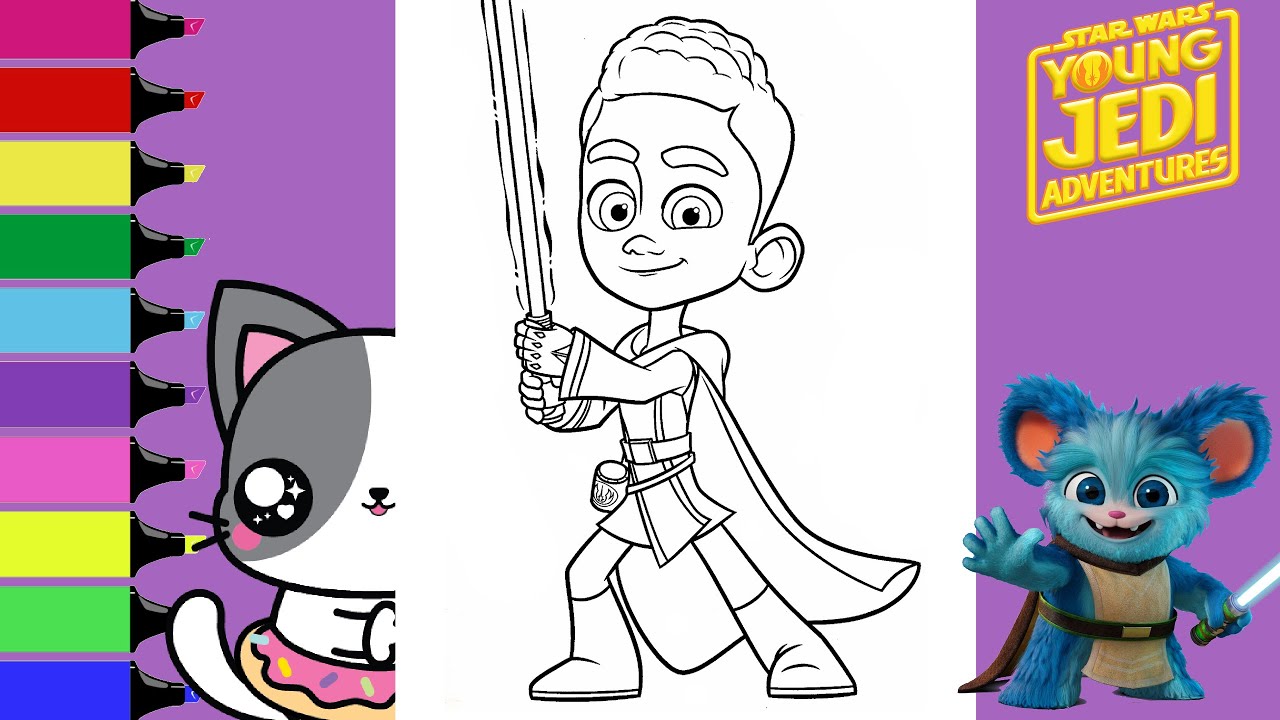 Coloring star wars young jedi adventures kai brightstar nubs coloring book pages sprinkled donuts