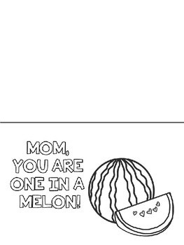 One in a melon mothers day card templates coloring templates in color