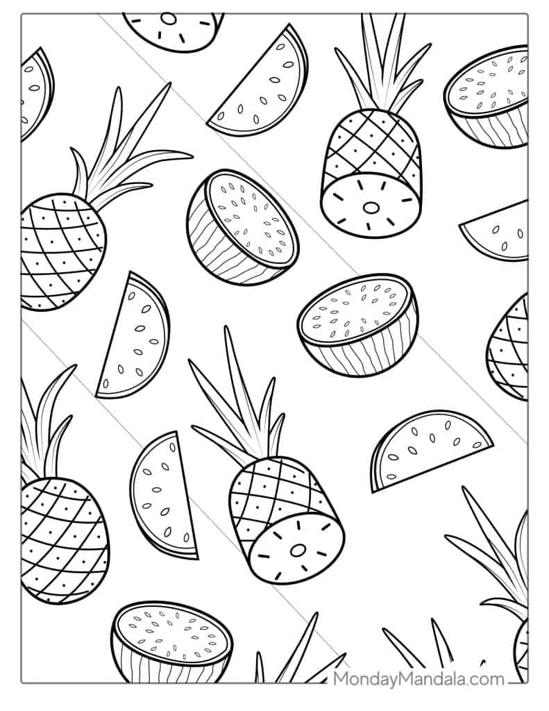 Watermelon coloring pages free pdf printables