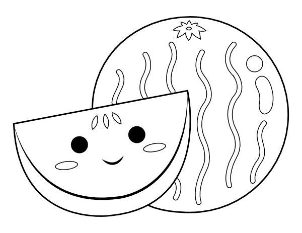 Printable kawaii melon coloring page