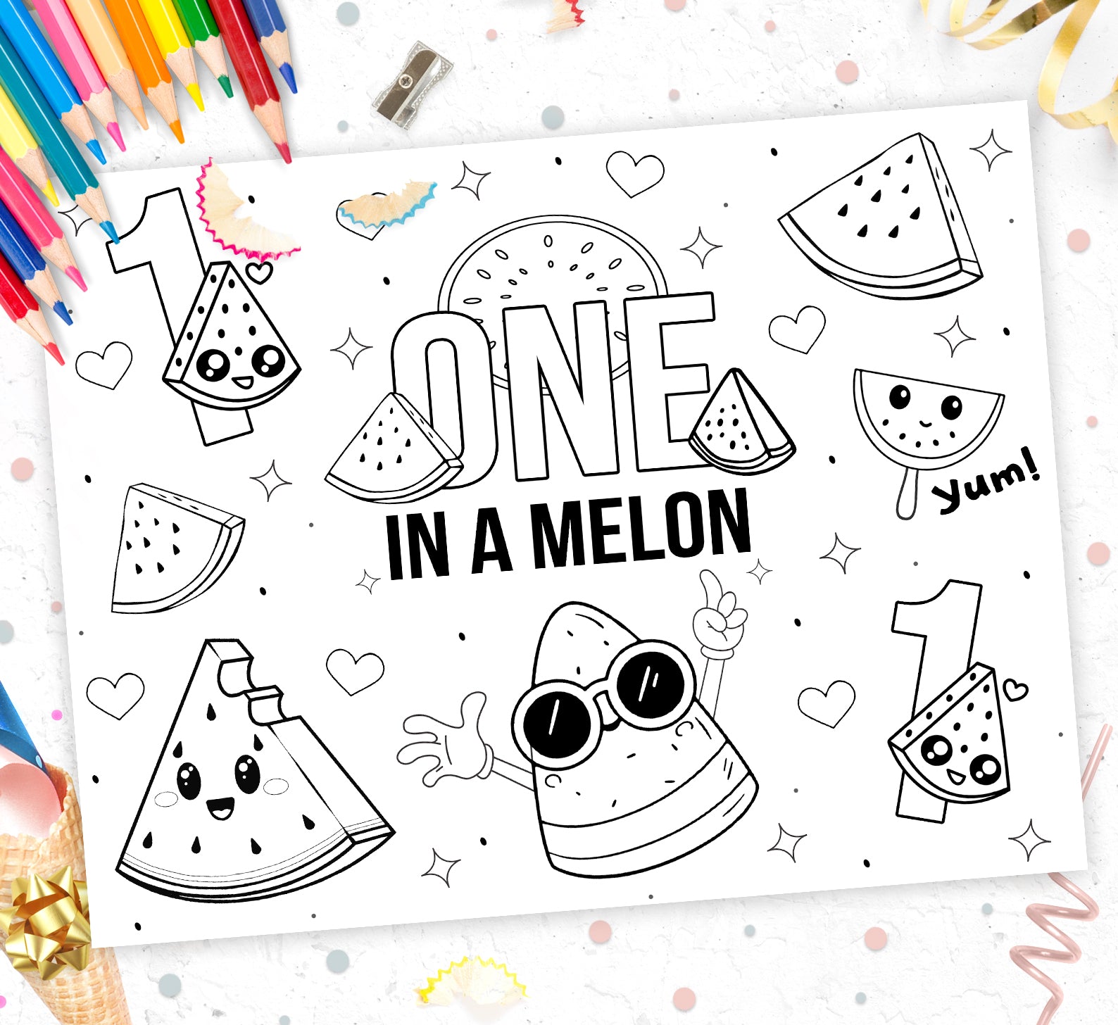 One in a melon coloring page â