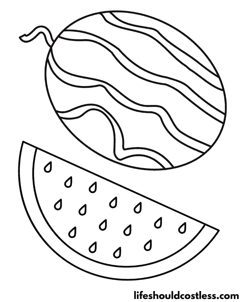 Watermelon coloring pages free printable pdf templates