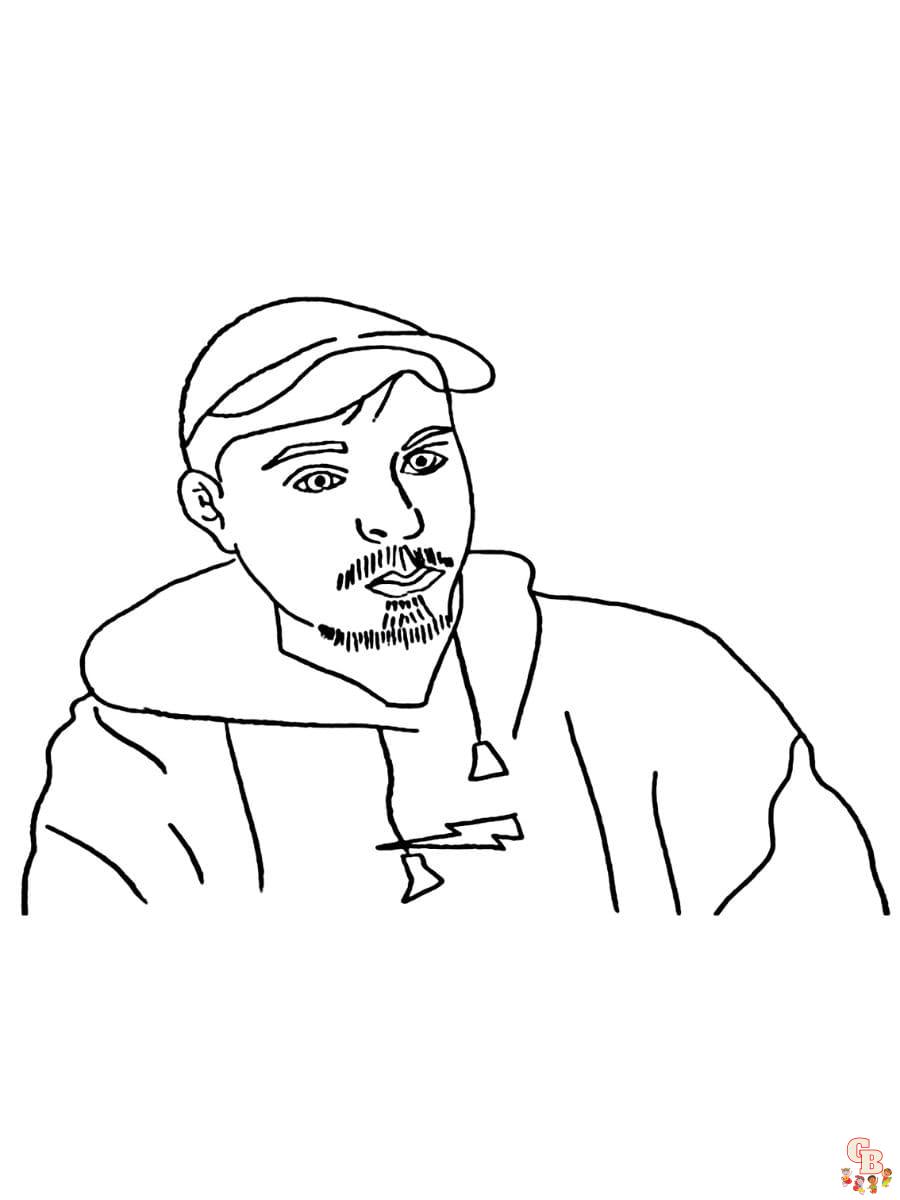 Printable mrbeast coloring pages for kids and adults