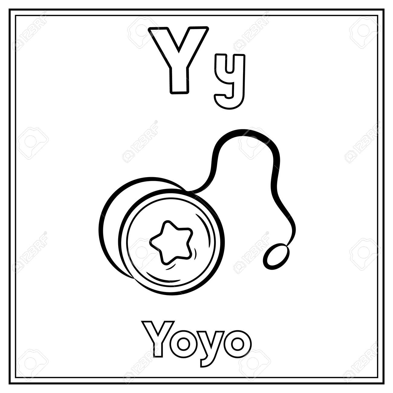 Alphabet flashcard letter y with cute yoyo drawing sketch for coloring royalty free svg cliparts vectors and stock illustration image