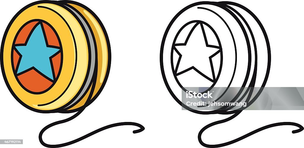 Colorful and black and white yoyo for coloring book stock illustration