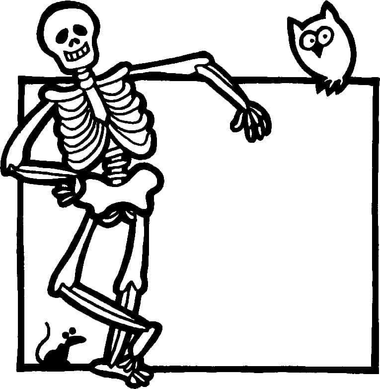 Skeleton is playing yoyo coloring page