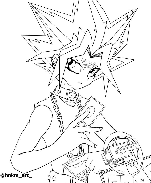 Atempharoahdark yugi lineart sketch was done on paper lineart was done digitally with a mouseoh and the watermark is for my instagram page r yugioh