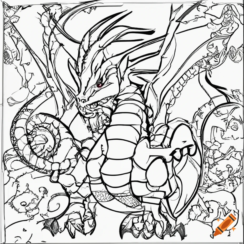 Colouring book for children anime imagedragon white backgroundclean line artfine line art