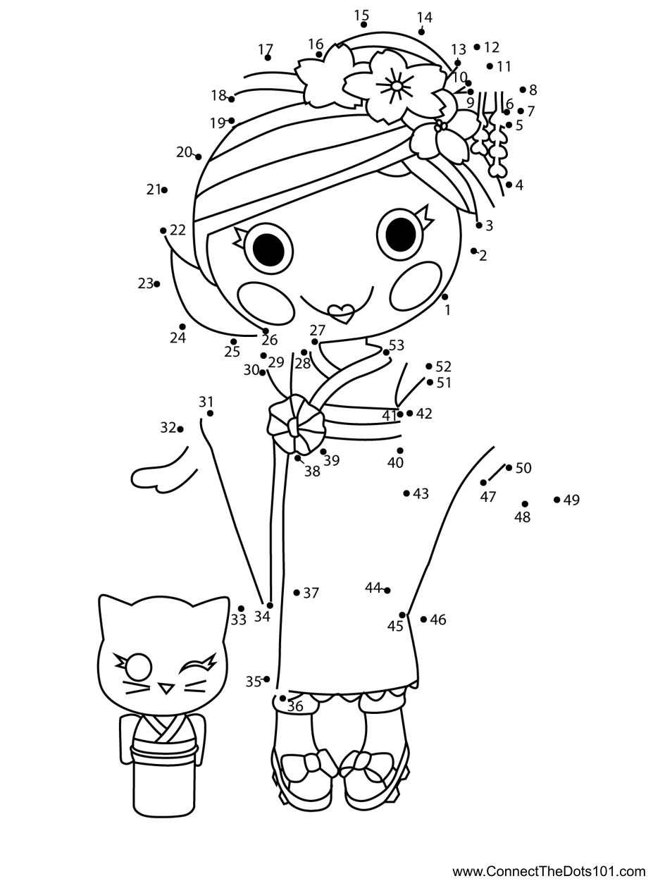 Yuki kimono lalaloopsy dot to dot printable worksheet